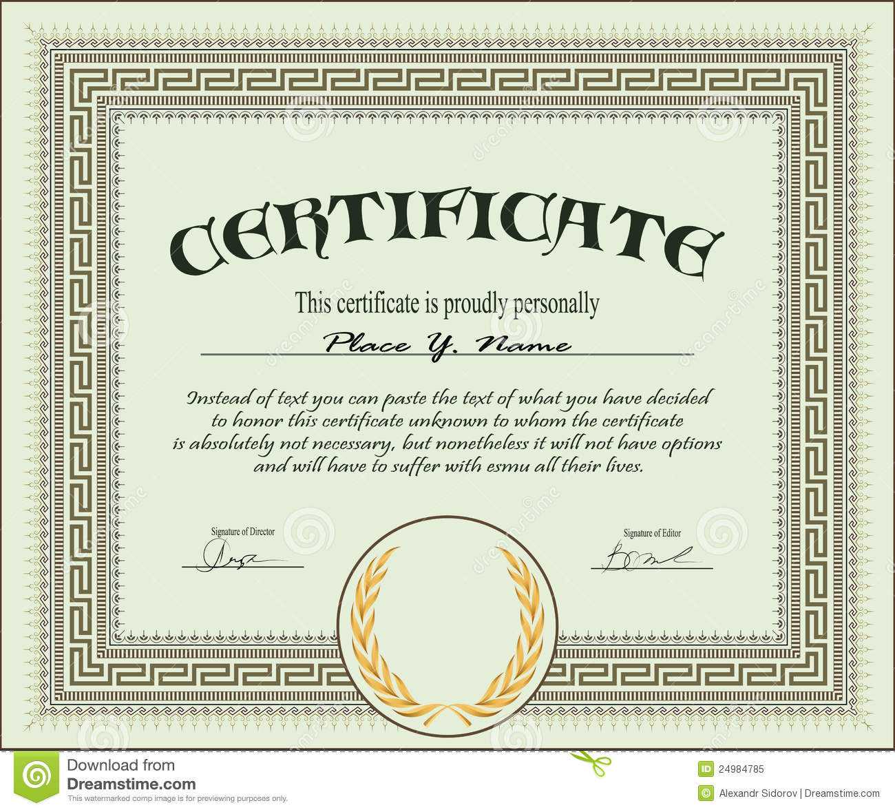 Certificate Template Stock Vector. Illustration Of Inside Free Stock Certificate Template Download