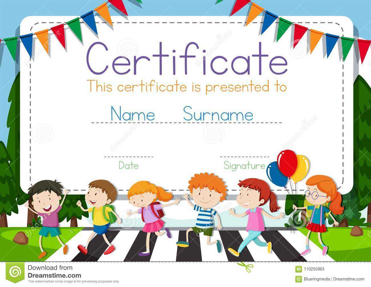 Certificate Template With Children Crossing Road Background With Regard To Crossing The Line Certificate Template