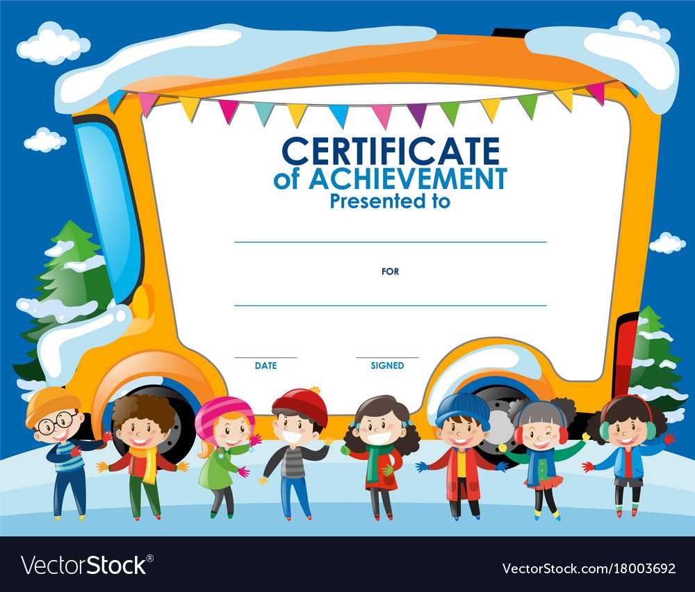 Certificate Template With Children In Winter Throughout Free Kids Certificate Templates