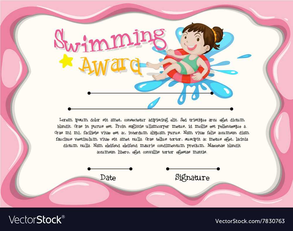 Certificate Template With Girl Swimming Throughout Free Swimming Certificate Templates