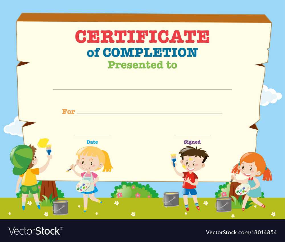 Certificate Template With Happy Children Throughout Free Kids Certificate Templates