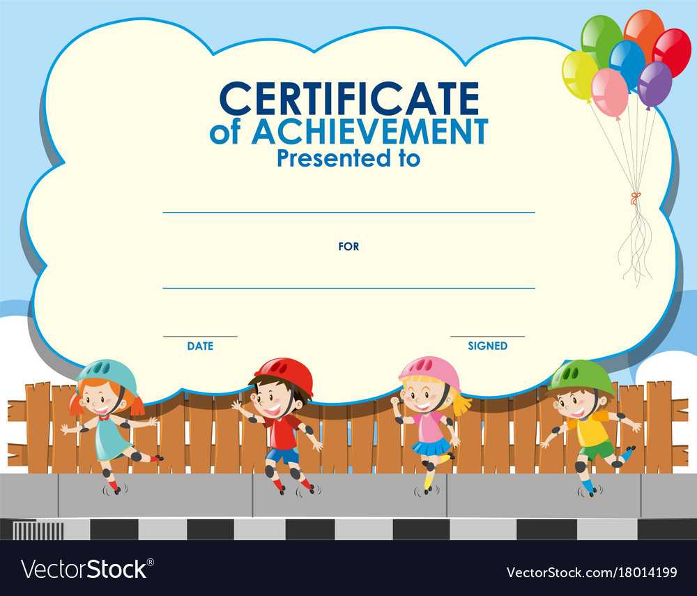 Certificate Template With Kids Skating Regarding Free Kids Certificate Templates