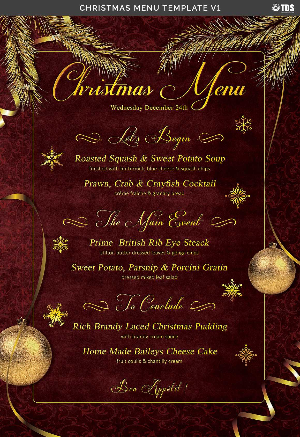 Christmas Menu Template V1 On Behance For Christmas Day Menu Template