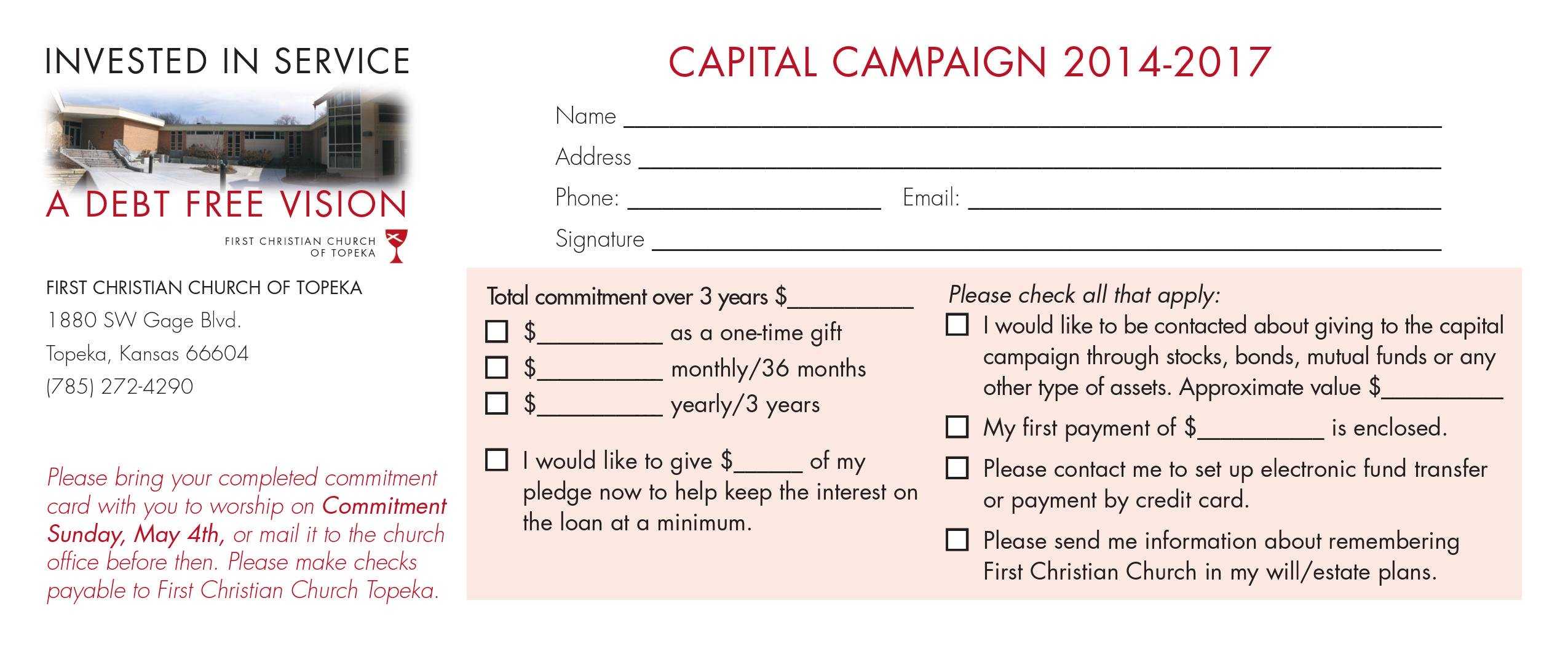 Church Capital Campaign Pledge Card Samples Throughout Free Pledge Card Template