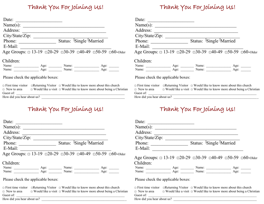 Church Contact Card Template – Colona.rsd7 In Church Pledge Card Template