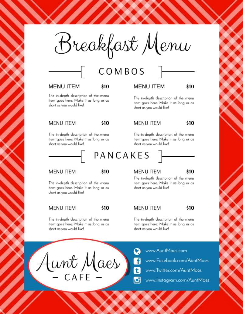 Classic Breakfast Diner Menu Template Intended For Diner Menu Template