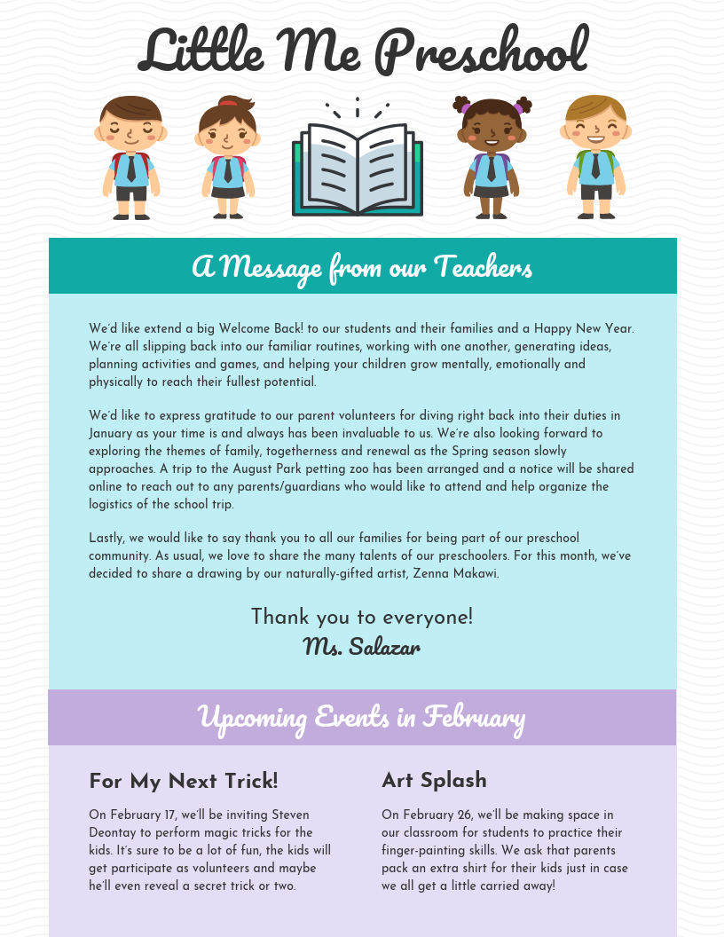 Clean Preschool Newsletter Template Inside February Newsletter Template