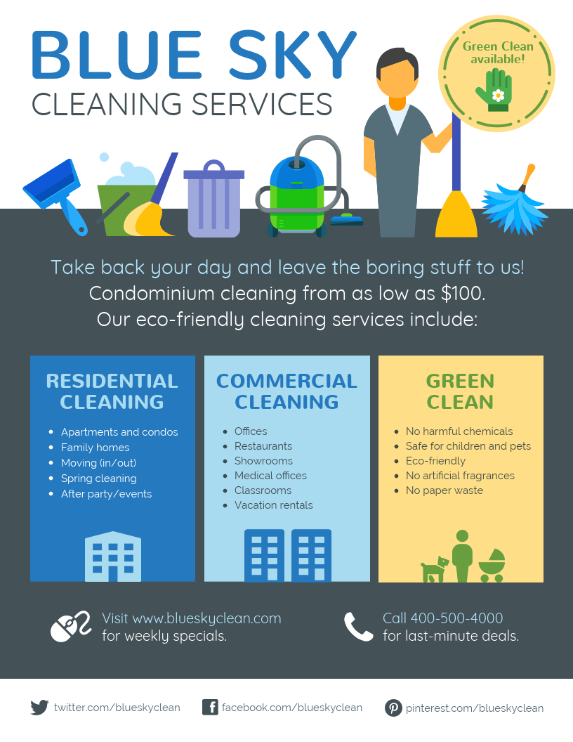 Cleaning Service Flyer For Commercial Cleaning Brochure Templates