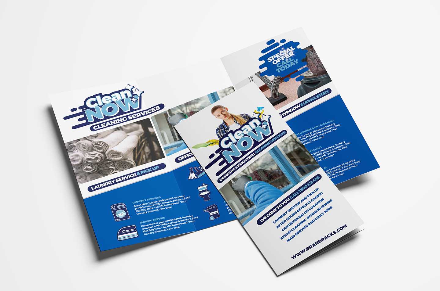 Cleaning Service Trifold Brochure Template In Psd, Ai For Commercial Cleaning Brochure Templates