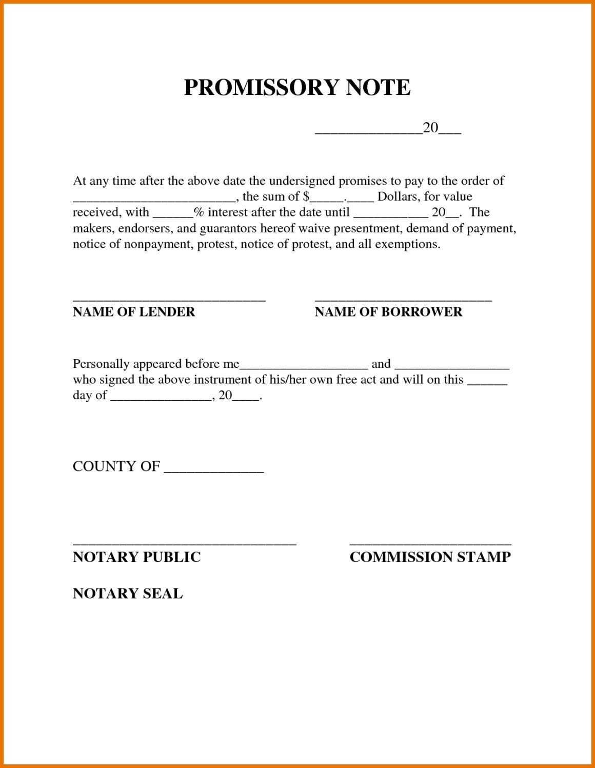 Clever Promissory Note Template From Borrower To Lender For Free Promissory Note Template For Personal Loan