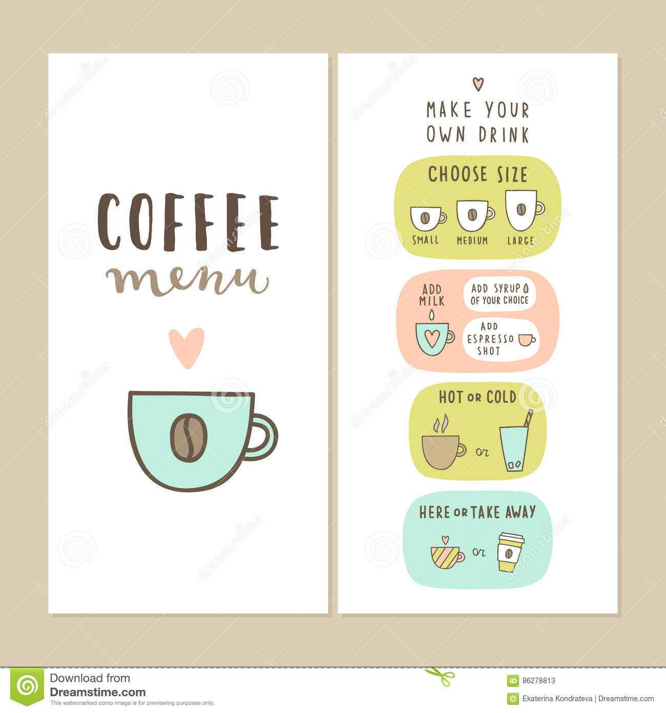Coffee Bar Menu Template. Stock Vector. Illustration Of Regarding Design Your Own Menu Template