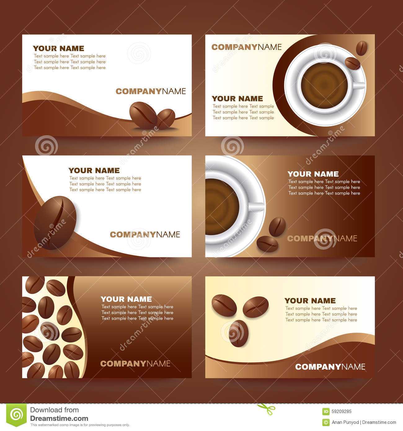 Coffee Business Card Template Vector Set Design Stock Vector With Coffee Business Card Template Free