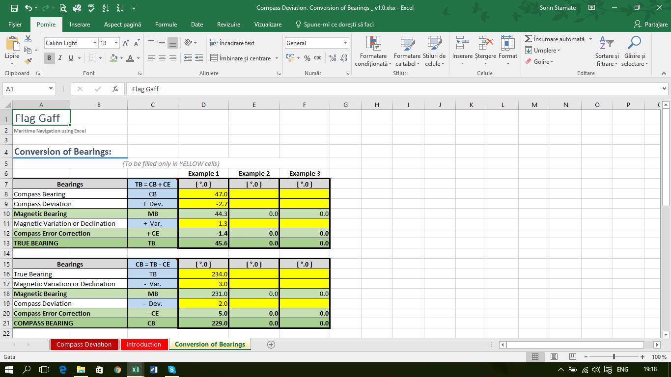 Compass Deviation. Conversion Of Bearings Within Compass Deviation Card Template