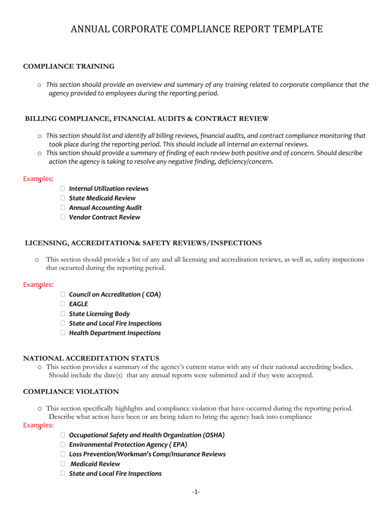 Compliance Report Template {Doc} Within Compliance Monitoring Report Template