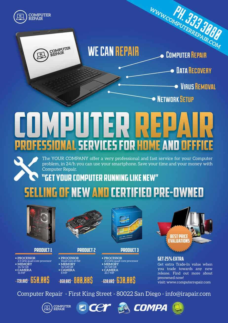 Computer Repair Flyers - Word Excel Samples With Computer Repair Flyer Word Template