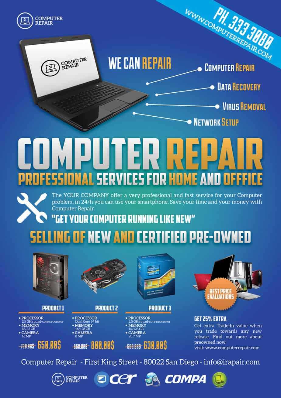 Computer Repair Flyers - Word Excel Samples Within Computer Repair Flyer Template Word