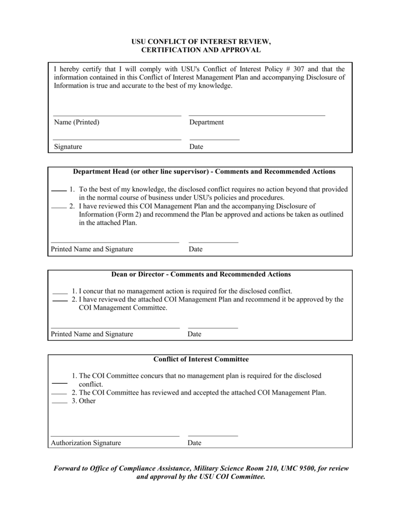Conflict Of Interest Management Plan Template Intended For Conflict Of Interest Policy Template