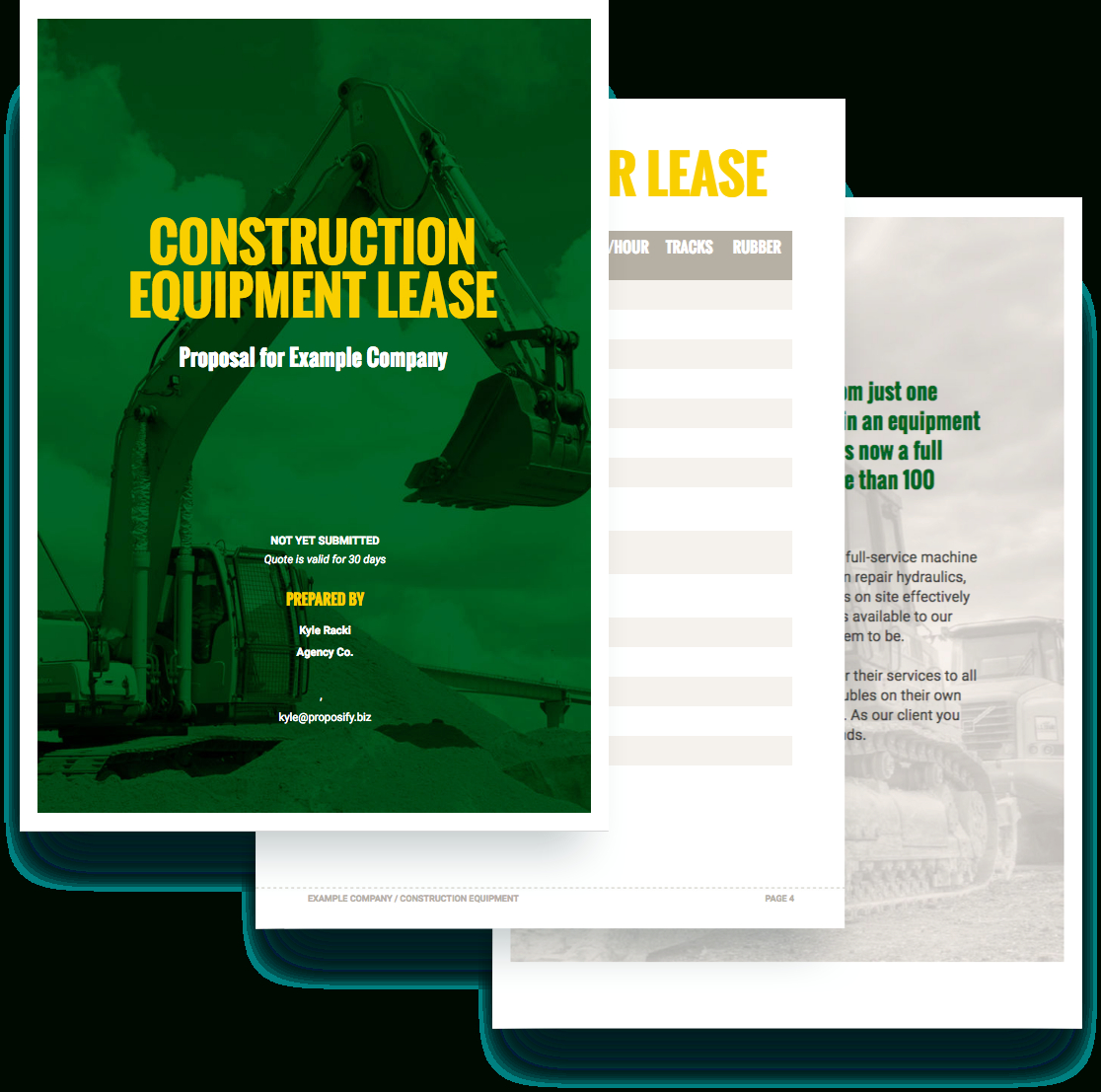 Construction Equipment Proposal Template – Free Sample In Equipment Proposal Template