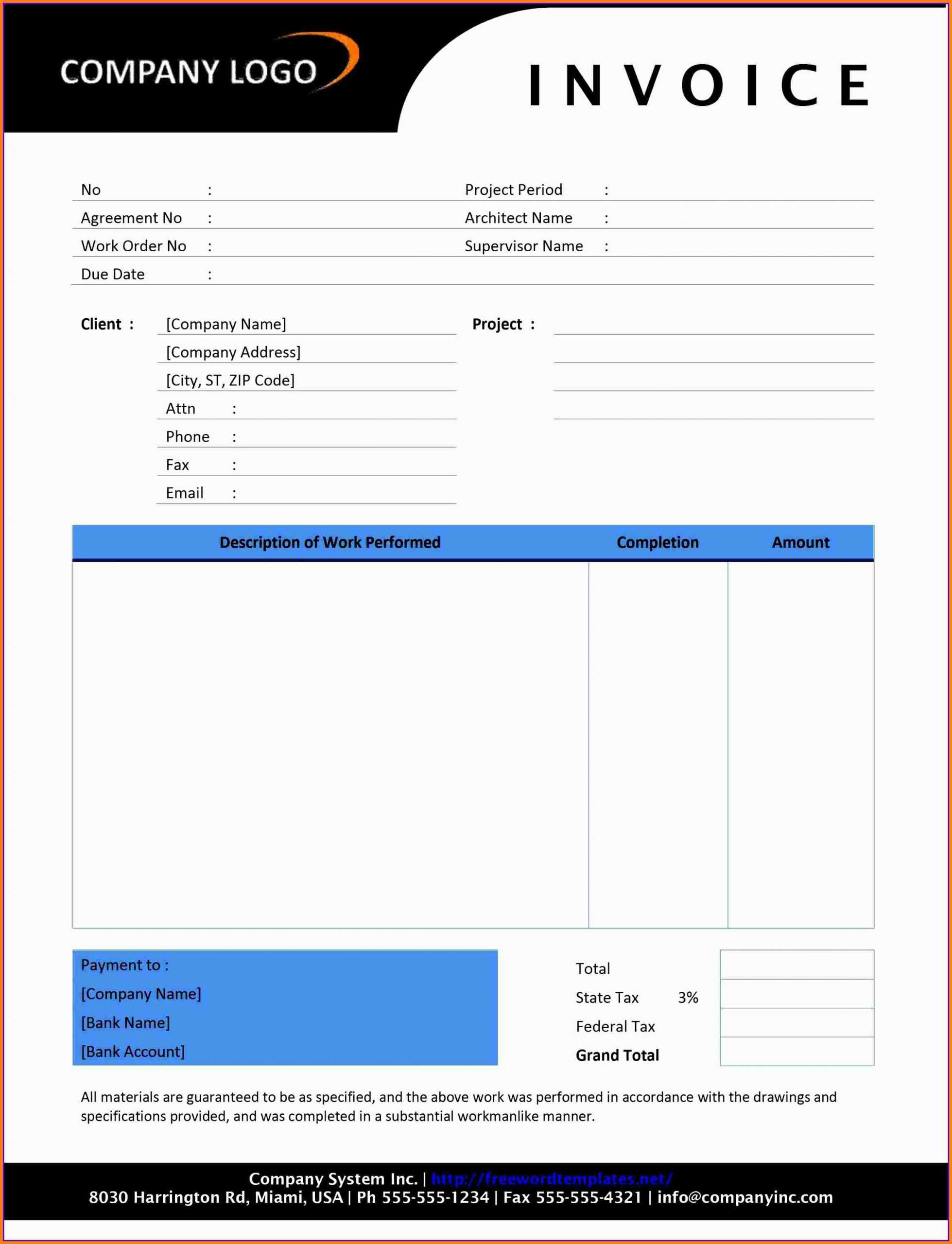 invoice word format