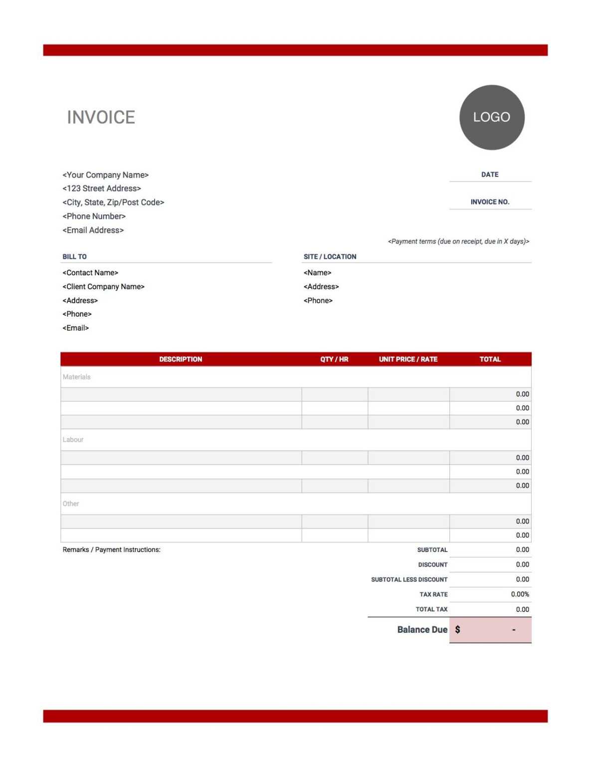 simple invoice template for independent contractor