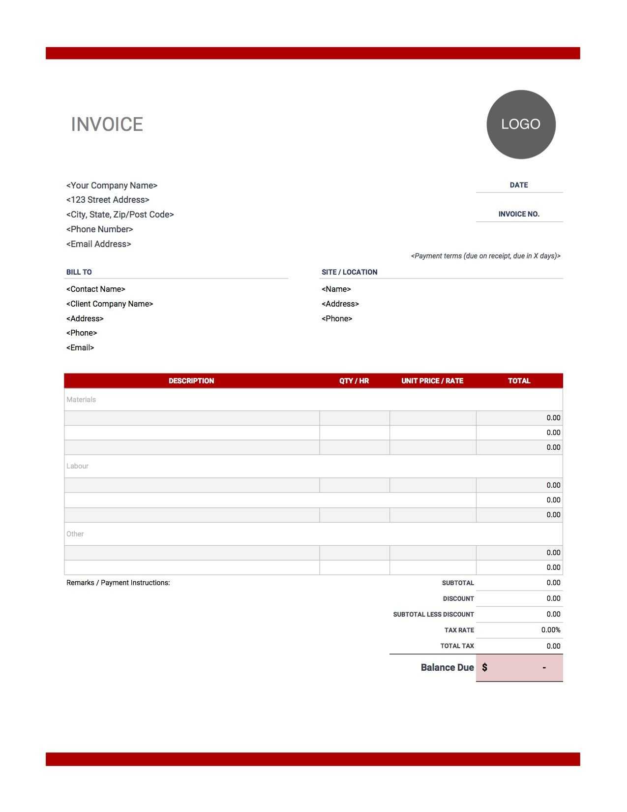 Contractor Invoice Templates | Free Download | Invoice Simple Throughout Contractors Invoices Free Templates