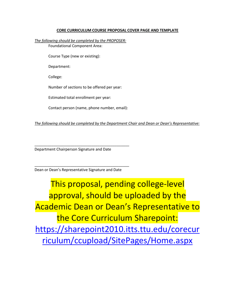 Core Curriculum Course Proposal Template For Course Proposal Template