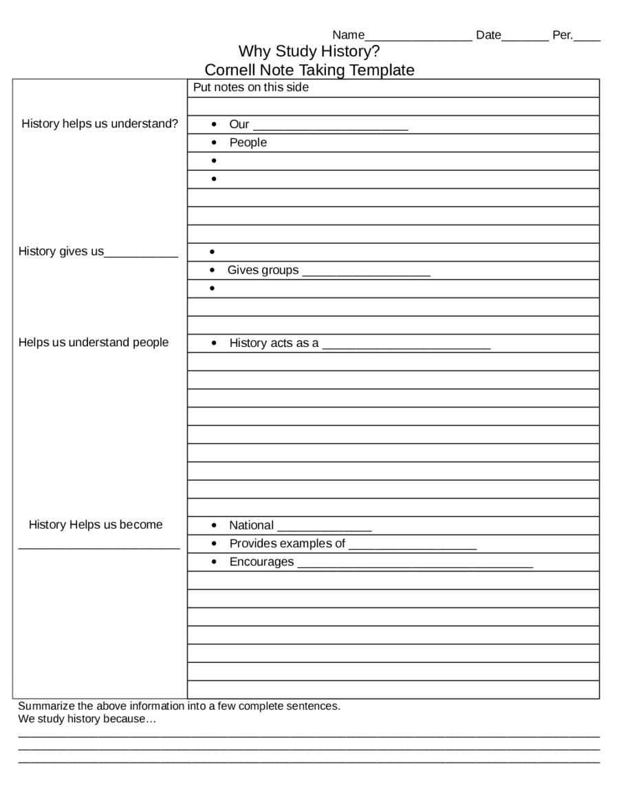 Cornell Note Taking Template – Edit, Fill, Sign Online With Regard To Cornell Notes Template Doc