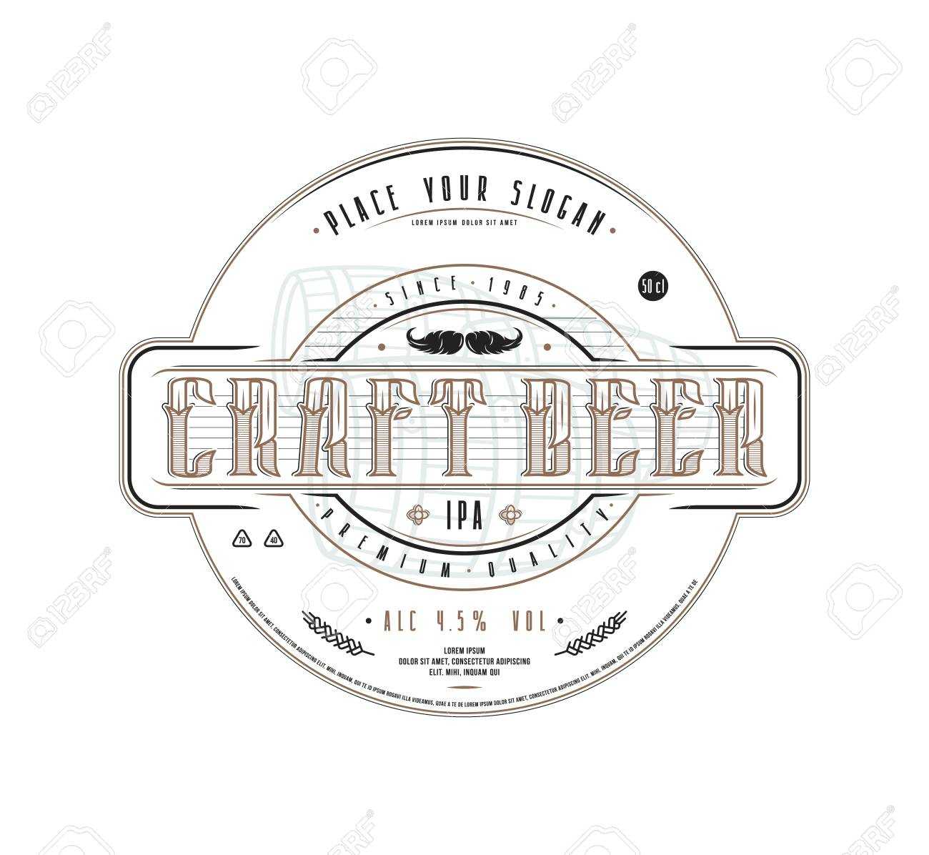 Craft Beer Label Template In Vintage Style. Label With White.. Regarding Craft Label Templates