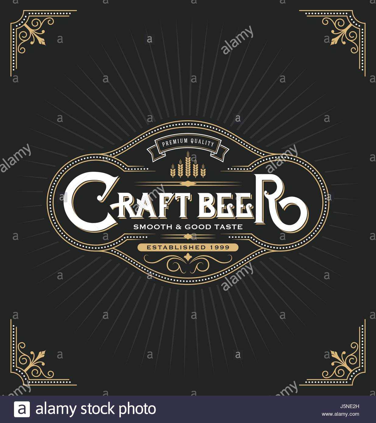 Craft Beer Sticker Label Design. Vintage Frame Template With Craft Label Templates