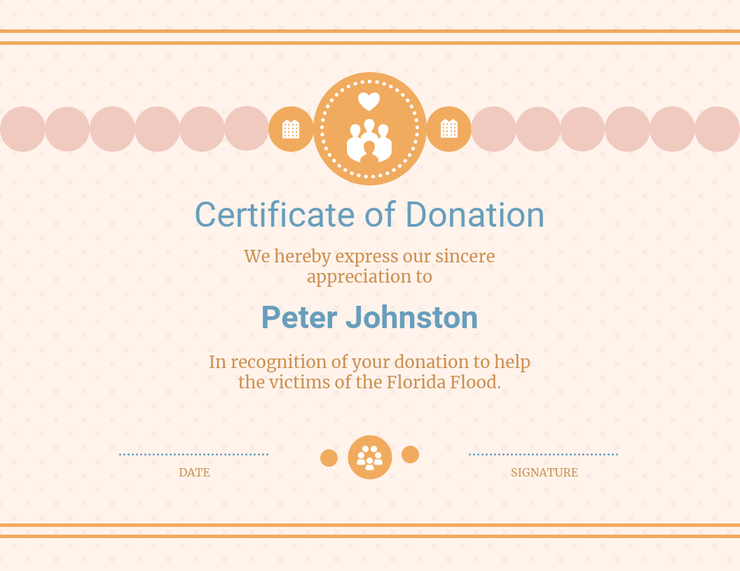 Cream Donation Appreciation Certificate Template For Donation Certificate Template