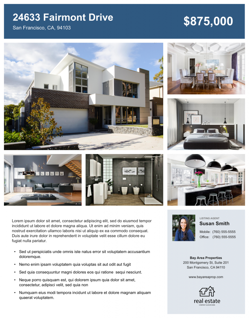 Create Free Real Estate Flyers | Zillow Premier Agent For For Sale By Owner Flyer Template