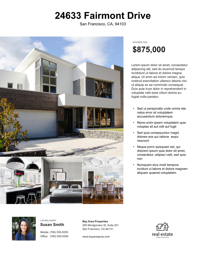 Create Free Real Estate Flyers | Zillow Premier Agent Throughout Free Home For Sale Flyer Template