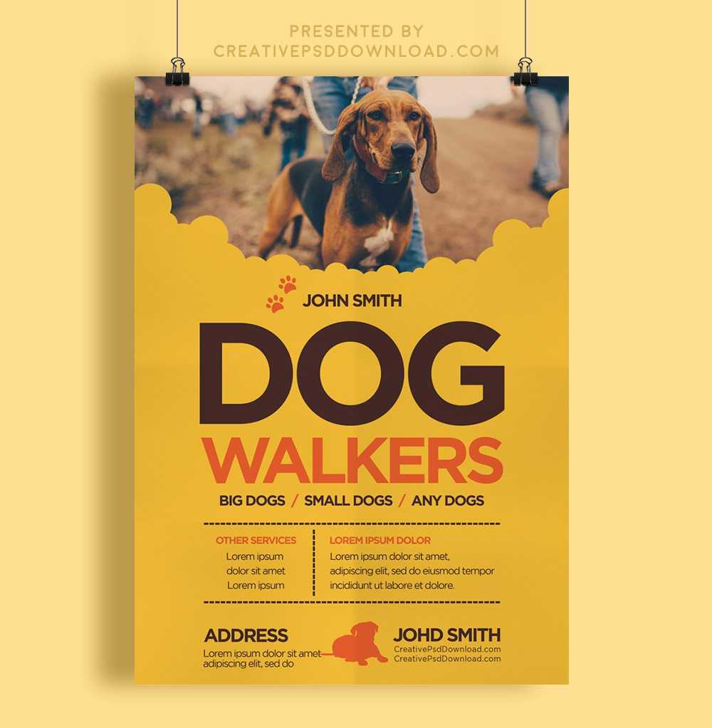 Creative Dog Walkers Flyer Template With Regard To Dog Walking Flyer Template Free