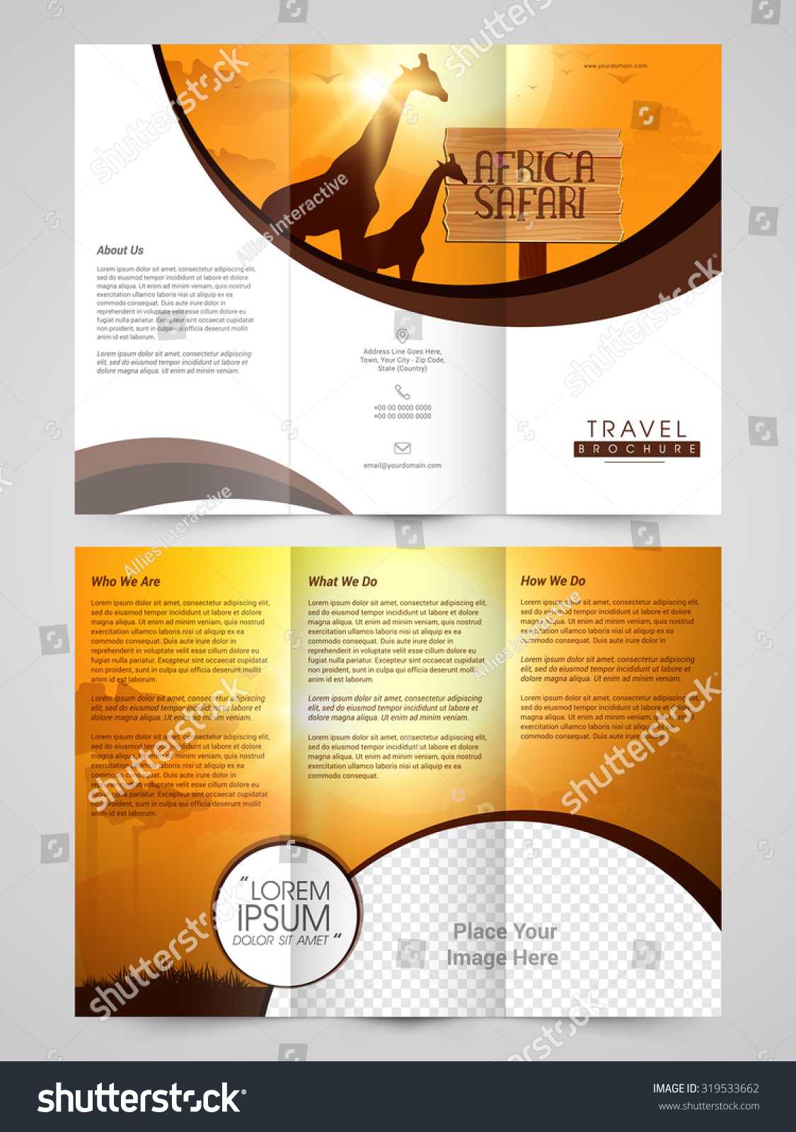 Creative Travel Trifold Brochure Template Flyer Stock Vector Inside Country Brochure Template