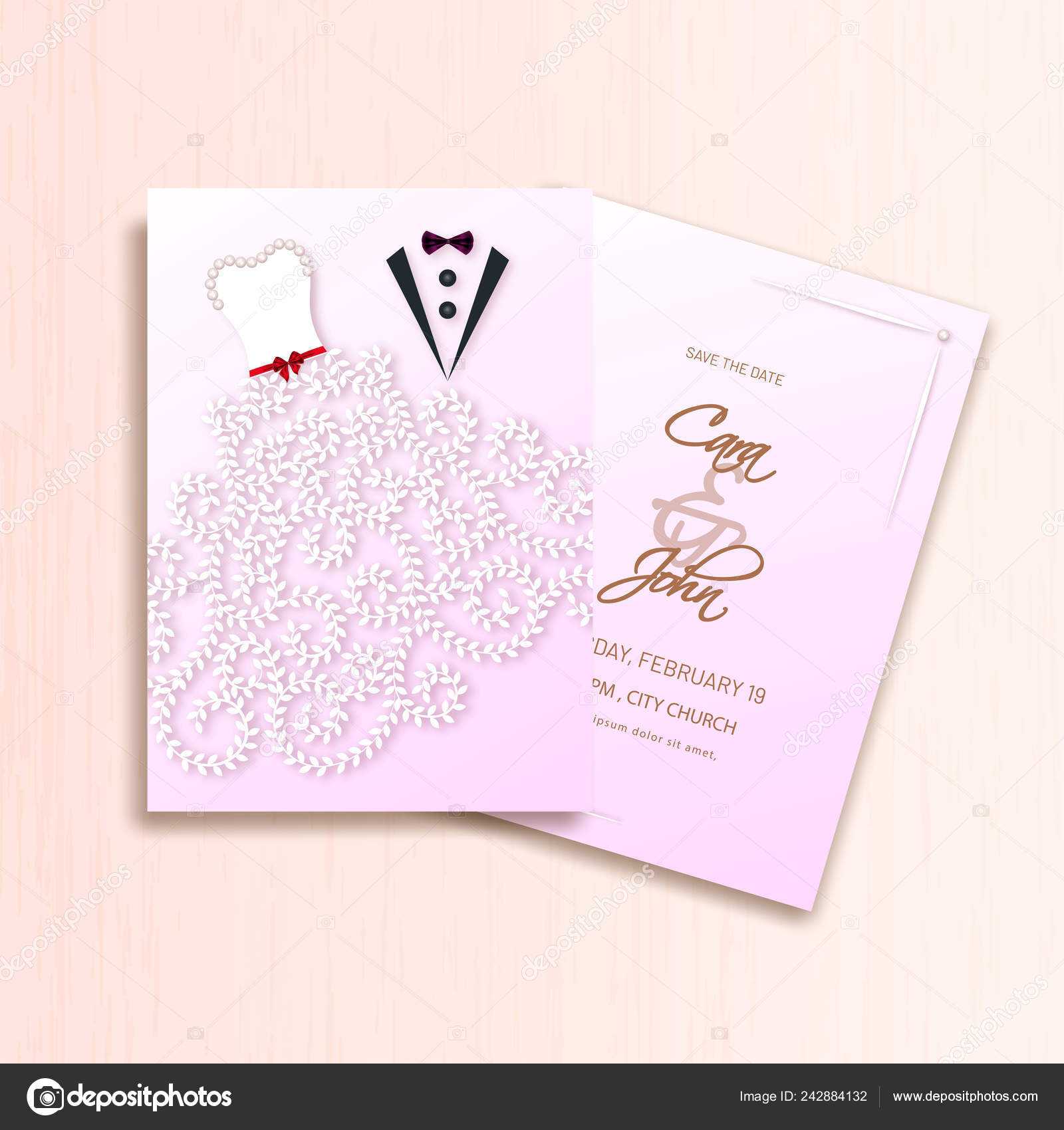 Creative Wedding Invitation Card Template Design Groom Bride In Church Wedding Invitation Card Template