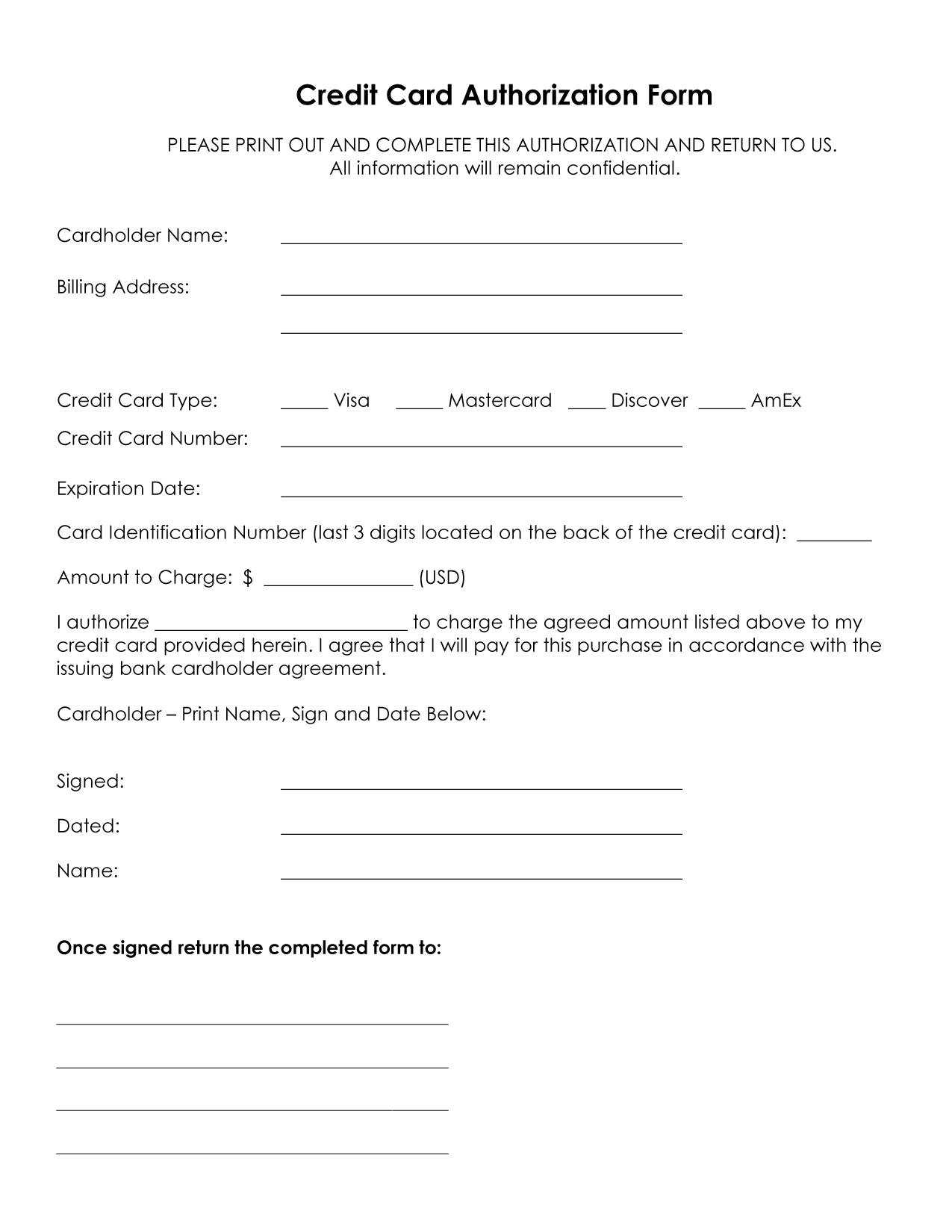 Credit Card Authorization Form Template Processing Example Inside Credit Card On File Form Templates