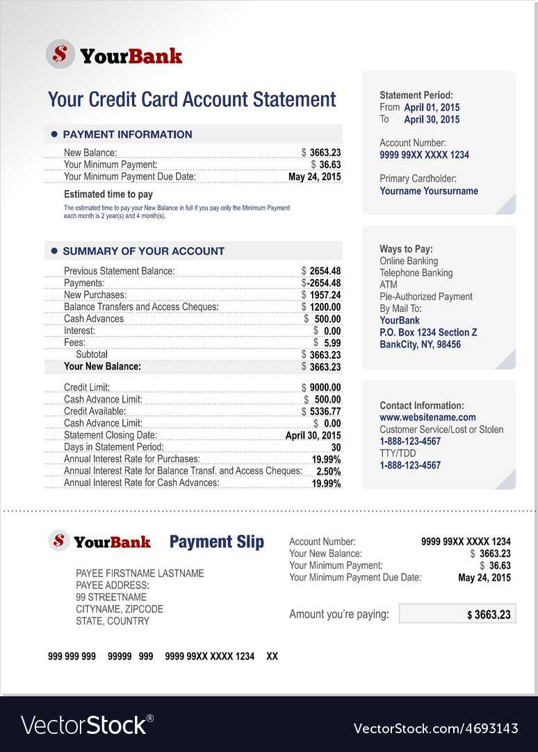Credit Card Bank Account Statement Template Pertaining To Credit Card Statement Template