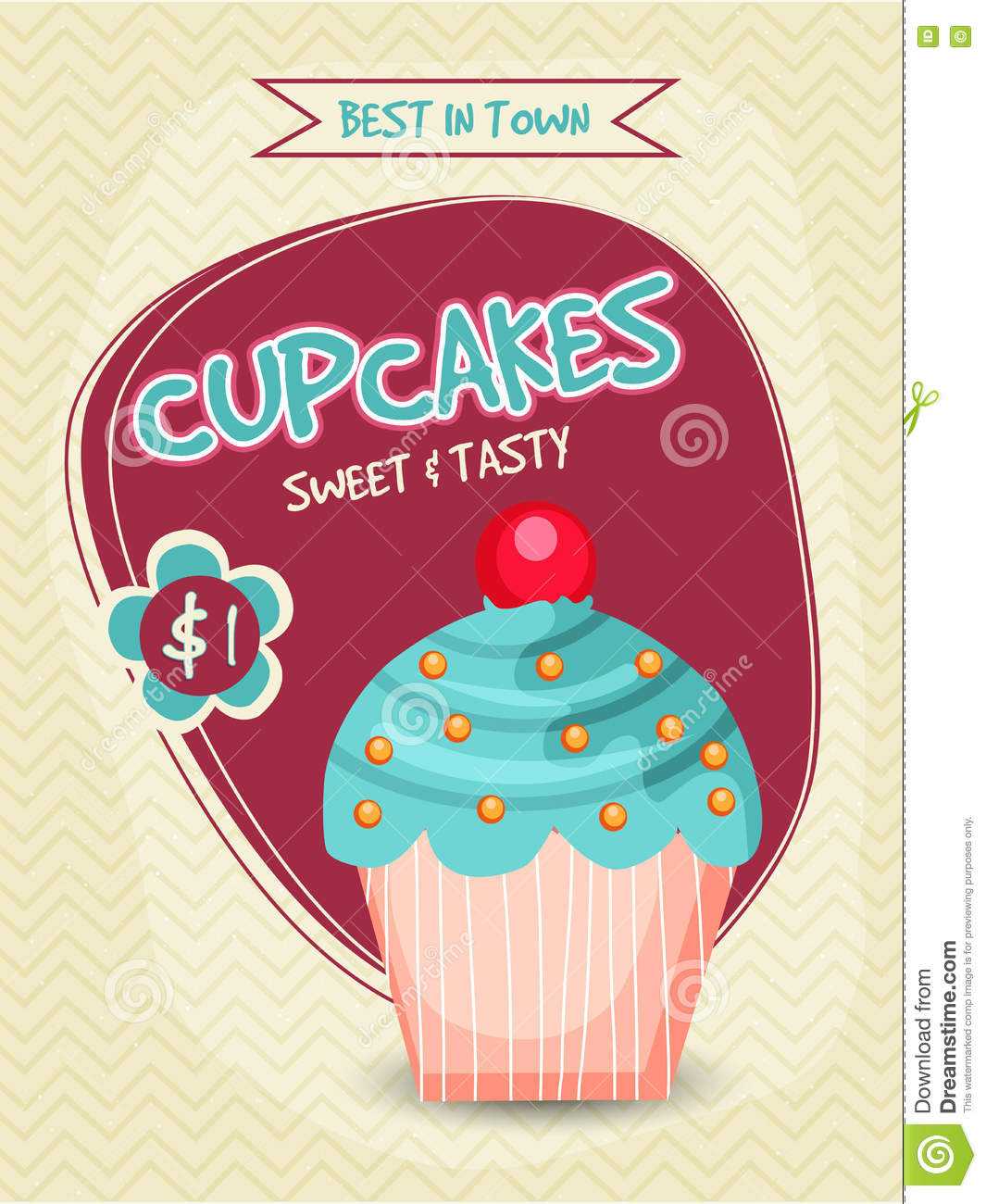 Cupcake Template, Banner, Flyer Or Menu Card Design. Stock In Cupcake Flyer Templates Free