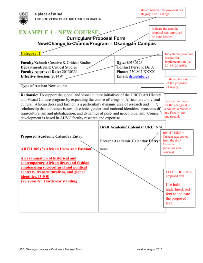 Curriculum Proposal Form Examples For Course Proposal Template