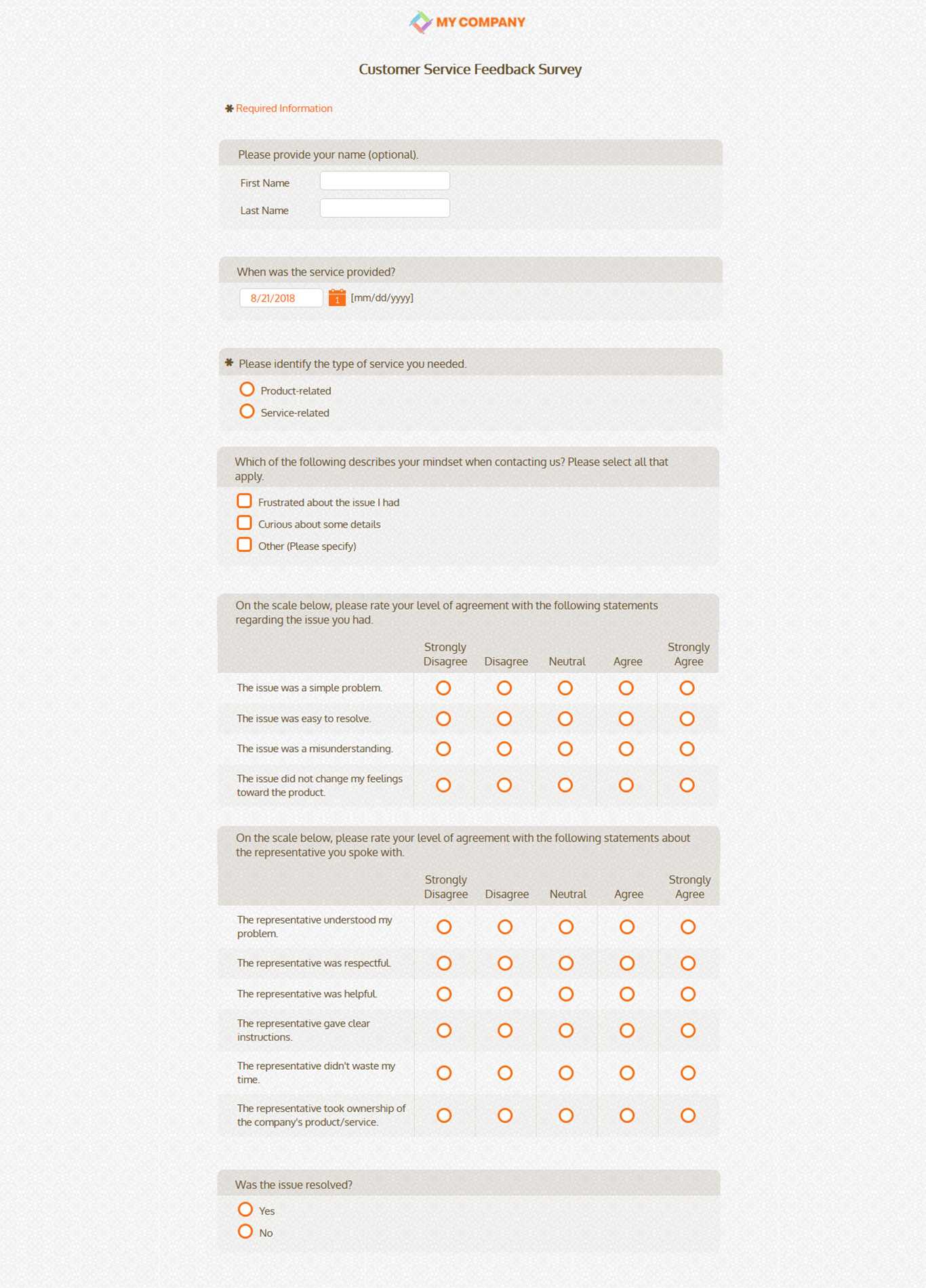 Customer Service Feedback Survey Template [21 Questions Intended For Customer Satisfaction Report Template
