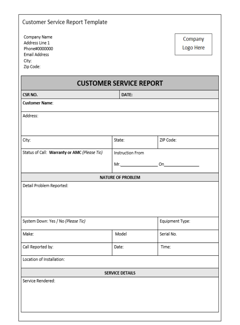Customer Service Report Template – Excel Word Templates For Customer Contact Report Template