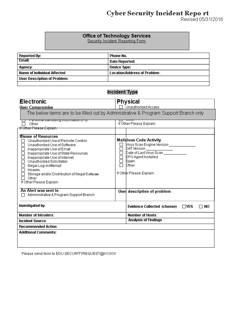 Cyber Security Incident Report Template | Templates At Inside Computer Incident Report Template