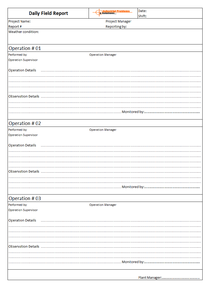 Daily Field Report Format Pertaining To Field Report Template