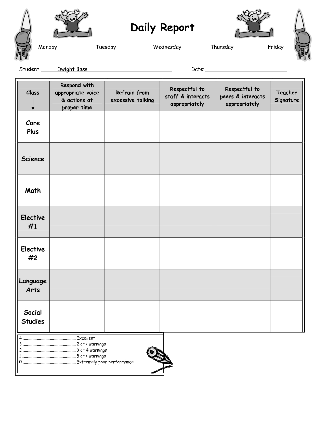 Daily Report Card Template For Adhd ] - Report Template Pertaining To Daily Report Card Template For Adhd