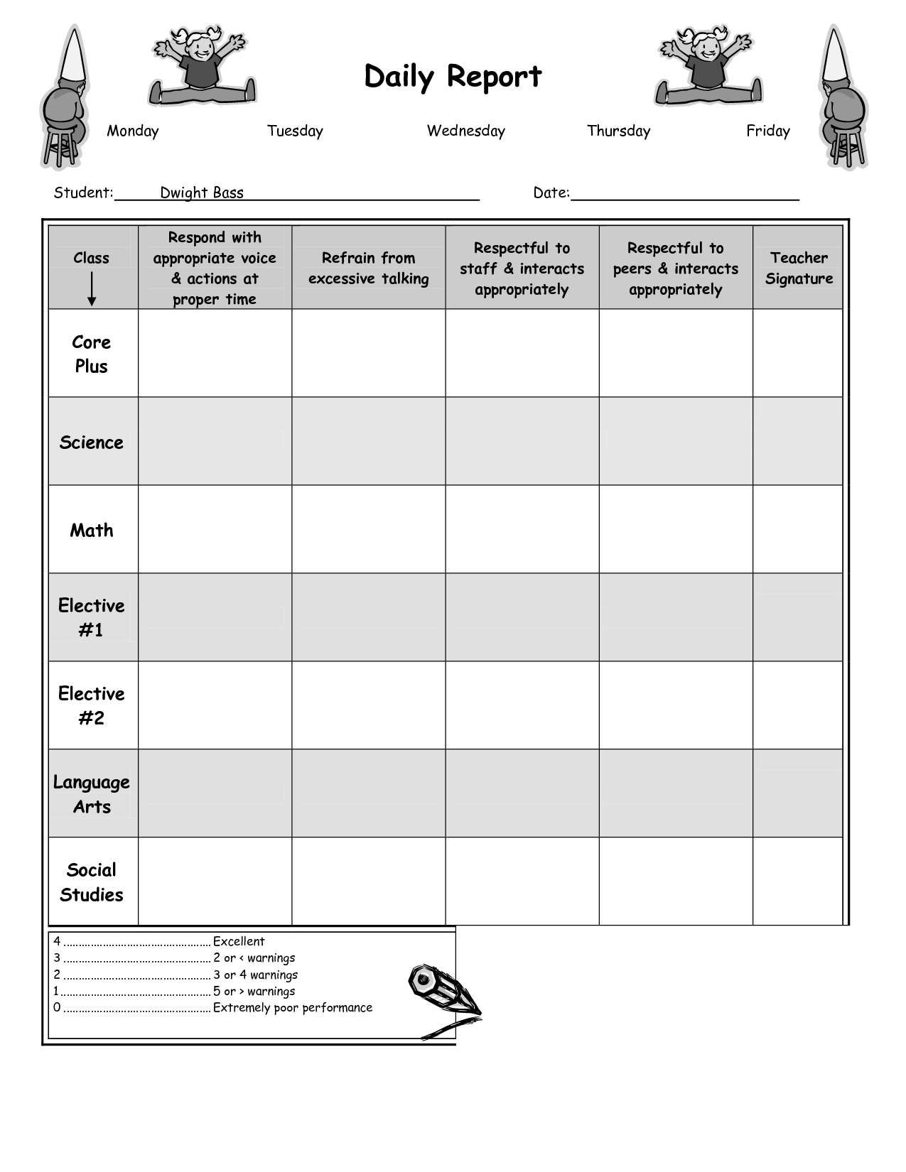 Daily Report Card Template For Adhd ] – Report Template Pertaining To Daily Report Card Template For Adhd