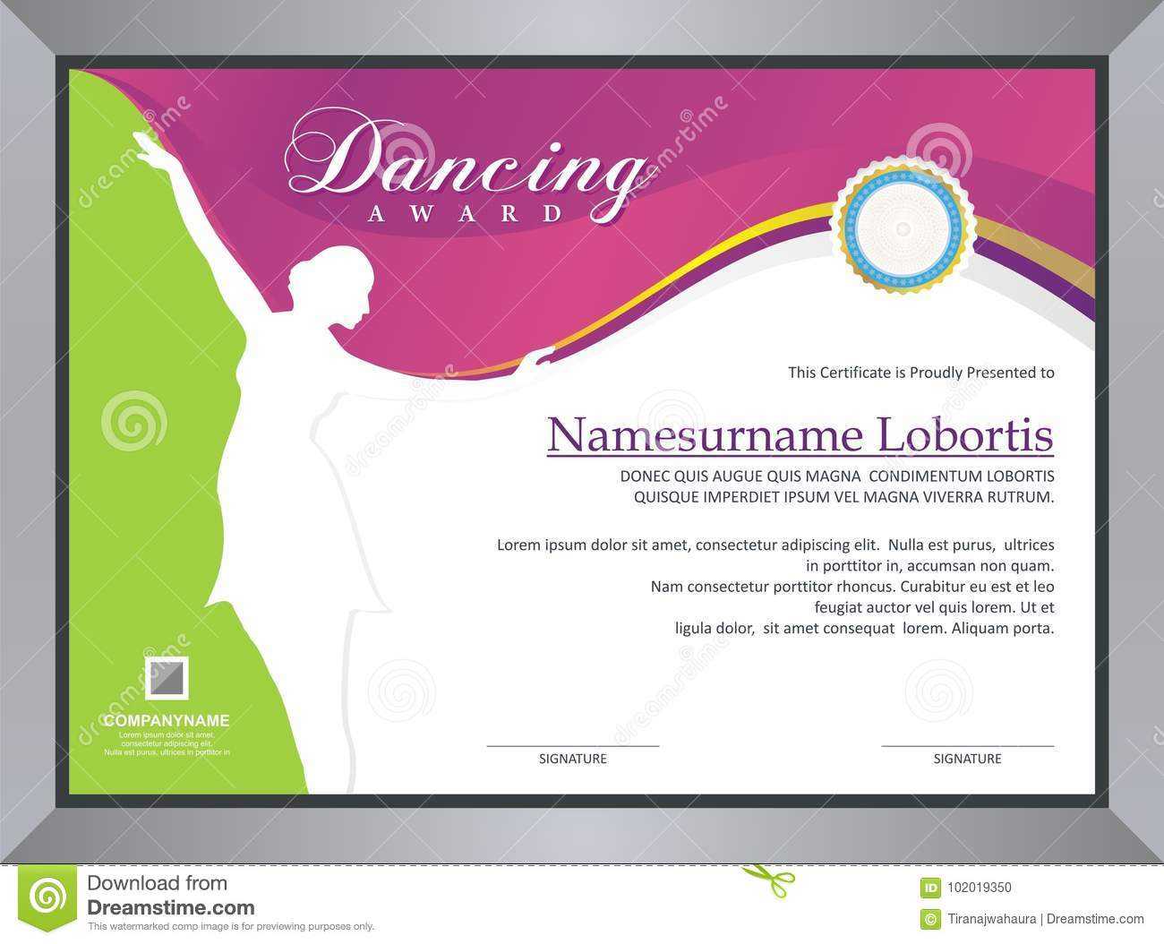 Dancing Award Stock Vector. Illustration Of Competition For Dance Certificate Template