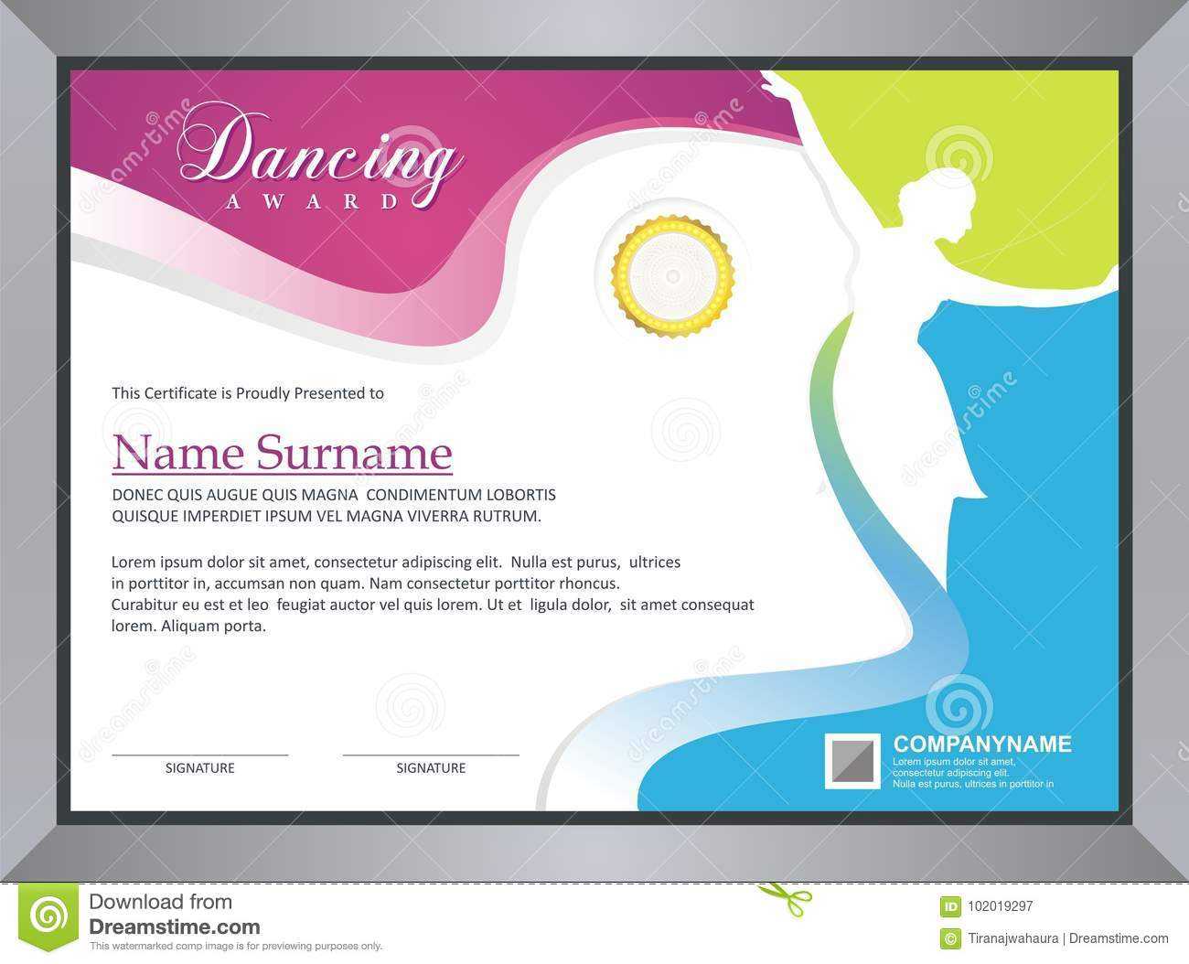 Dancing Certificate Stock Vector. Illustration Of With Dance Certificate Template