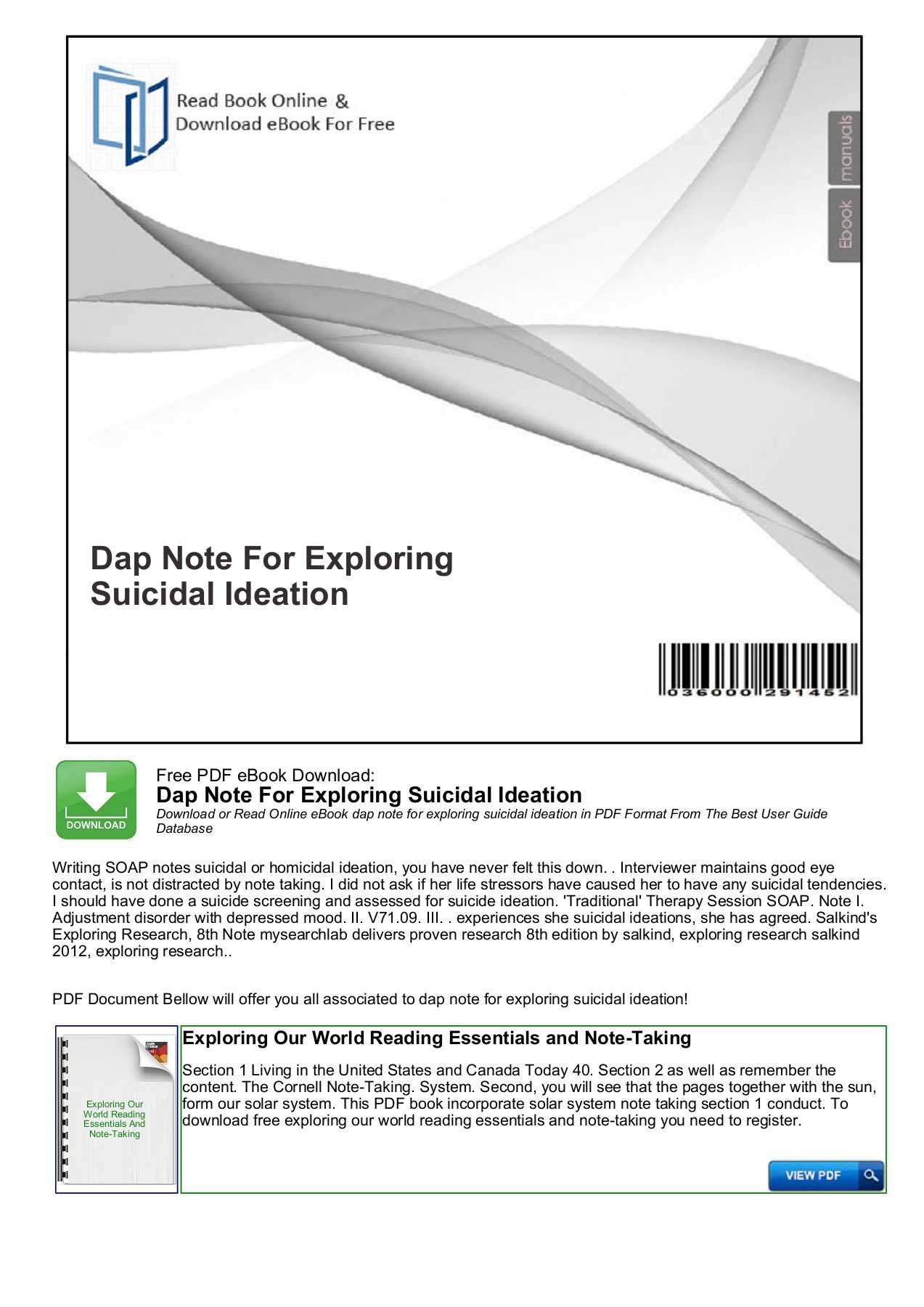 Dap Note For Exploring Suicidal Ideation – Mybooklibrary Within Dap Note Template