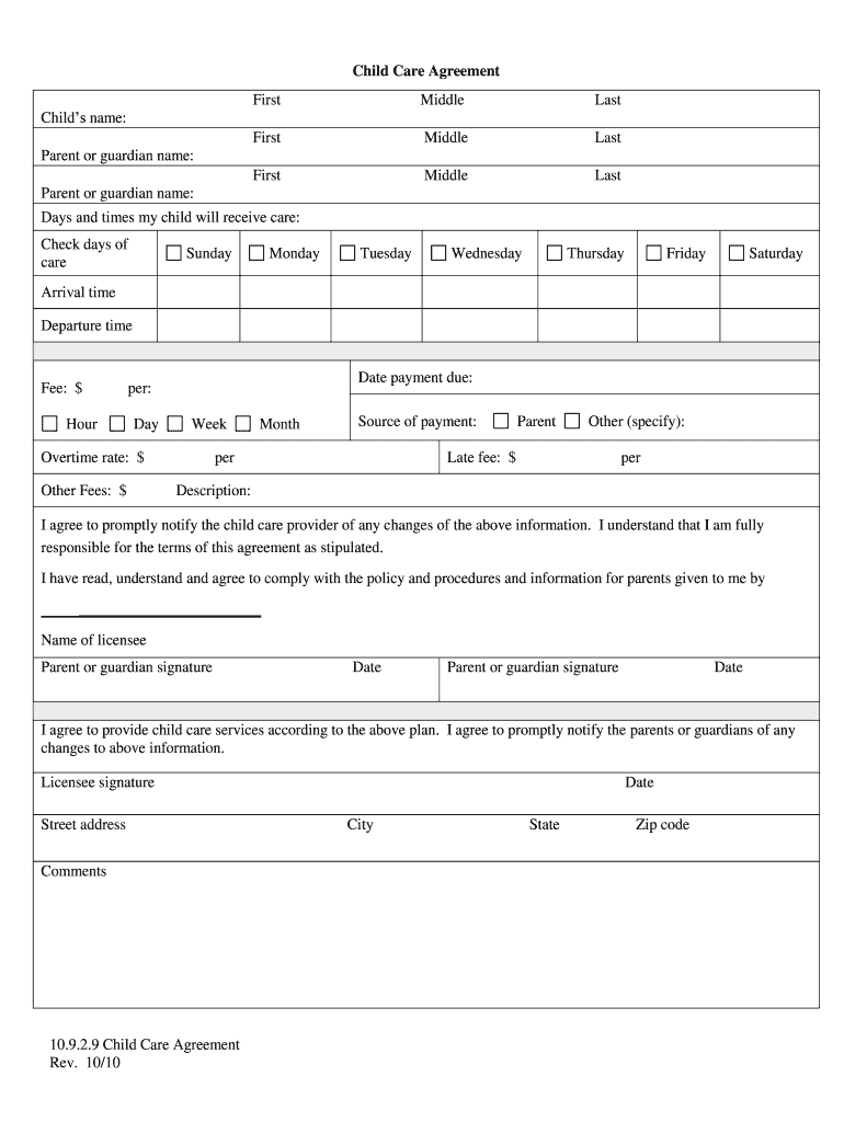 Daycare Contract – Fill Online, Printable, Fillable, Blank With Daycare Contract Template