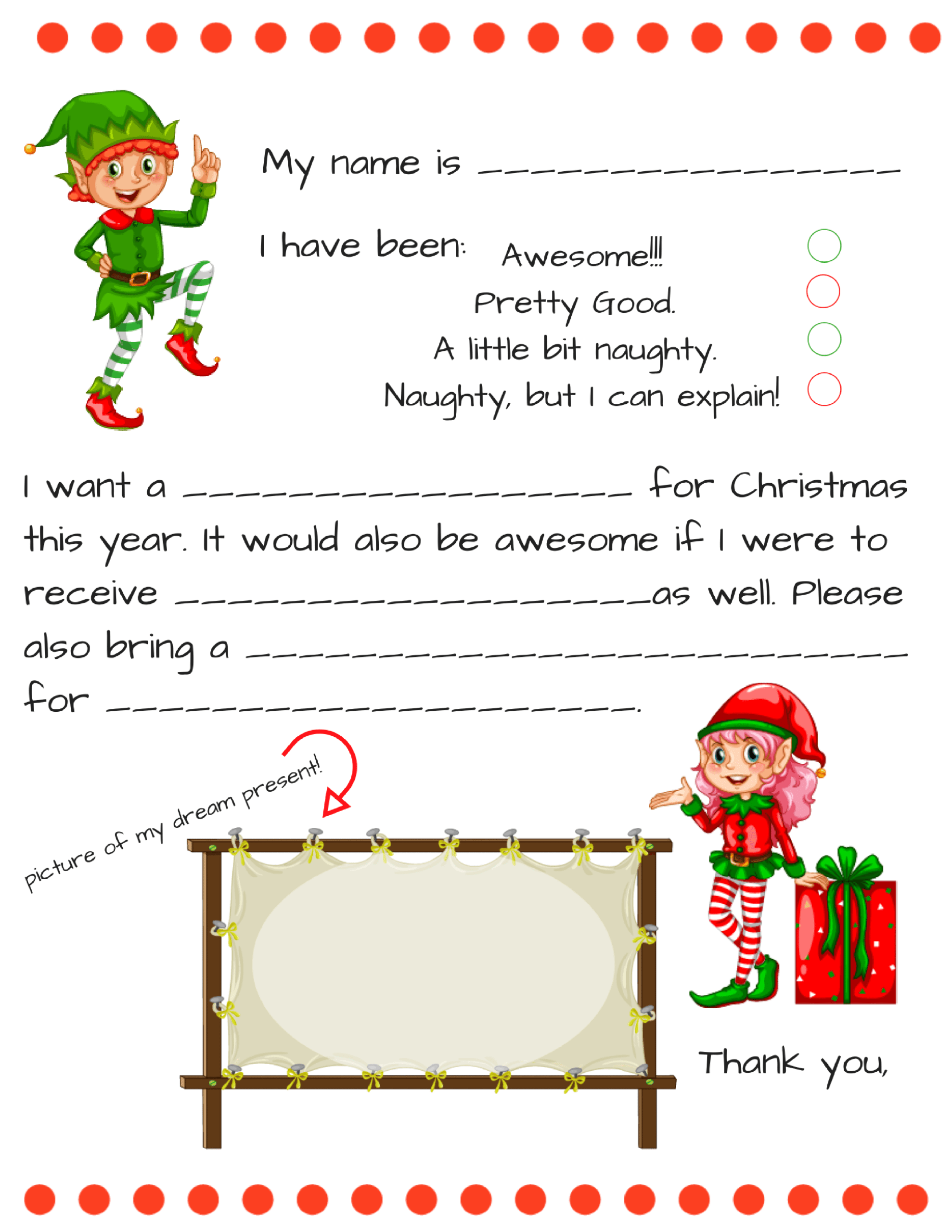 Dear Santa Fill In Letter Template – For Free Printable Letter From Santa Template